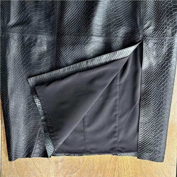 ALICE + OLIVIA Lambs Leather Pencil Snakeskin Midi Skirt Womens Size 6 Black - Picture 15 of 16